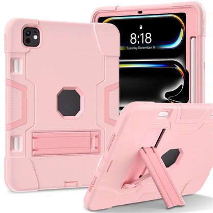 For iPad Pro 11 (2024) Case Robot Style Silicone + PC Tablet Cover with Kickstand