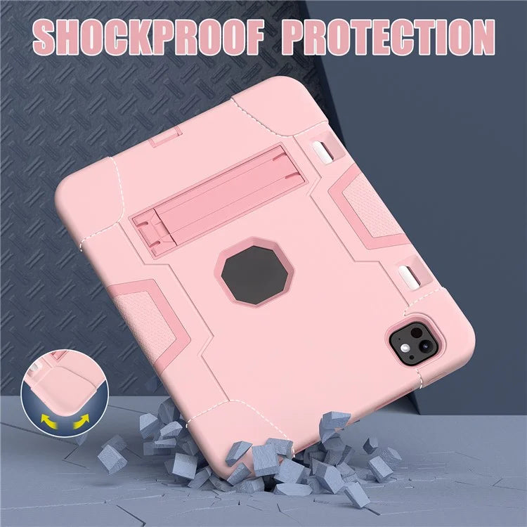For iPad Pro 11 (2024) Case Robot Style Silicone + PC Tablet Cover with Kickstand