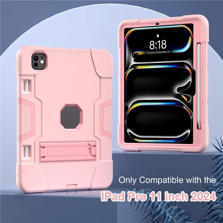 For iPad Pro 11 (2024) Case Robot Style Silicone + PC Tablet Cover with Kickstand
