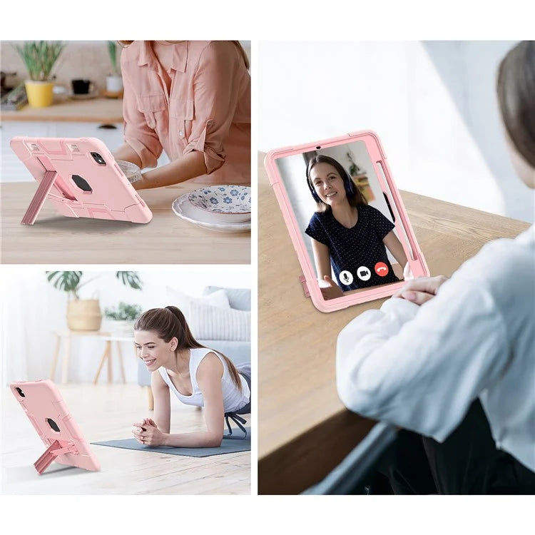 For iPad Pro 11 (2024) Case Robot Style Silicone + PC Tablet Cover with Kickstand