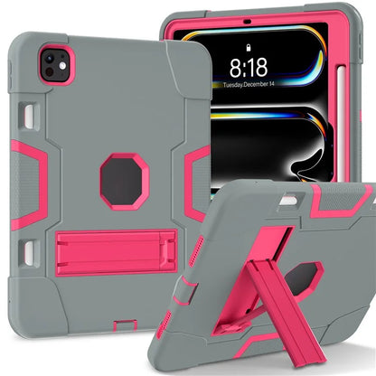 For iPad Pro 11 (2024) Case Robot Style Silicone + PC Tablet Cover with Kickstand