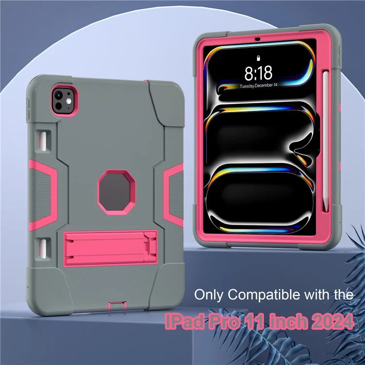 For iPad Pro 11 (2024) Case Robot Style Silicone + PC Tablet Cover with Kickstand