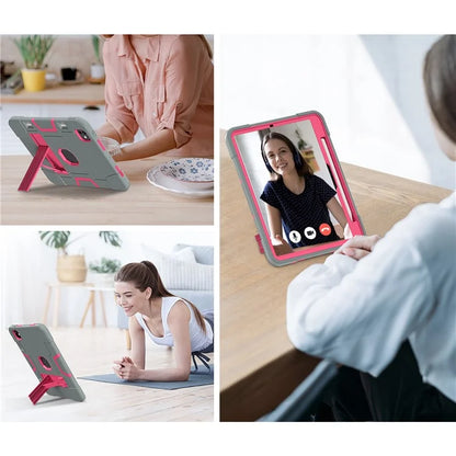 For iPad Pro 11 (2024) Case Robot Style Silicone + PC Tablet Cover with Kickstand
