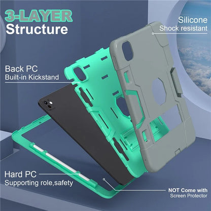 For iPad Pro 11 (2024) Case Robot Style Silicone + PC Tablet Cover with Kickstand