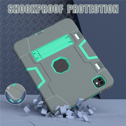 For iPad Pro 11 (2024) Case Robot Style Silicone + PC Tablet Cover with Kickstand