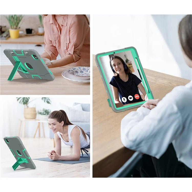 For iPad Pro 11 (2024) Case Robot Style Silicone + PC Tablet Cover with Kickstand