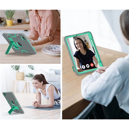 For iPad Pro 11 (2024) Case Robot Style Silicone + PC Tablet Cover with Kickstand