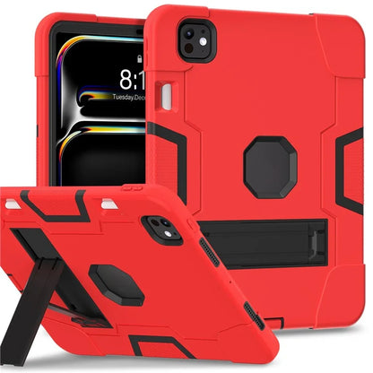For iPad Pro 11 (2024) Case Robot Style Silicone + PC Tablet Cover with Kickstand