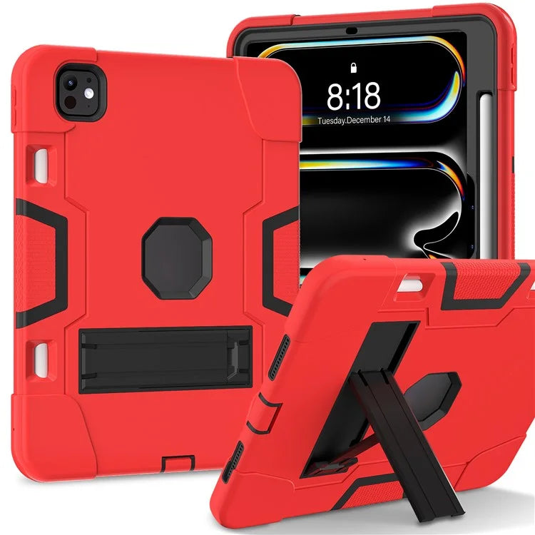 For iPad Pro 11 (2024) Case Robot Style Silicone + PC Tablet Cover with Kickstand