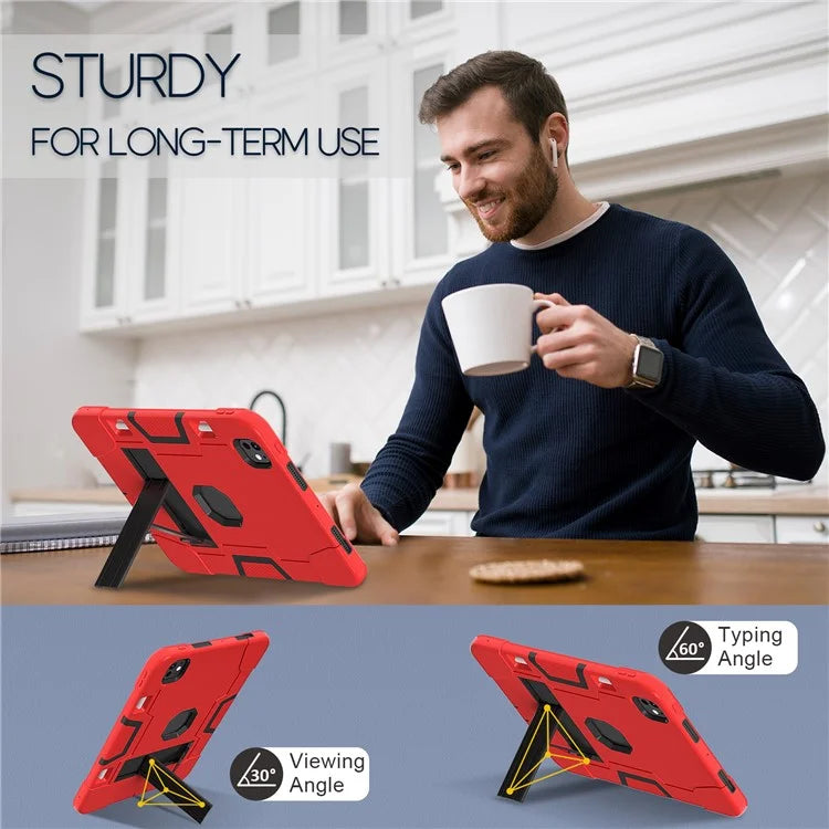 For iPad Pro 11 (2024) Case Robot Style Silicone + PC Tablet Cover with Kickstand