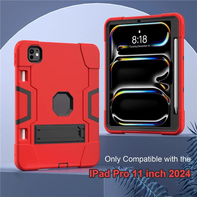 For iPad Pro 11 (2024) Case Robot Style Silicone + PC Tablet Cover with Kickstand