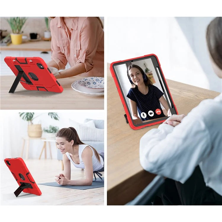 For iPad Pro 11 (2024) Case Robot Style Silicone + PC Tablet Cover with Kickstand