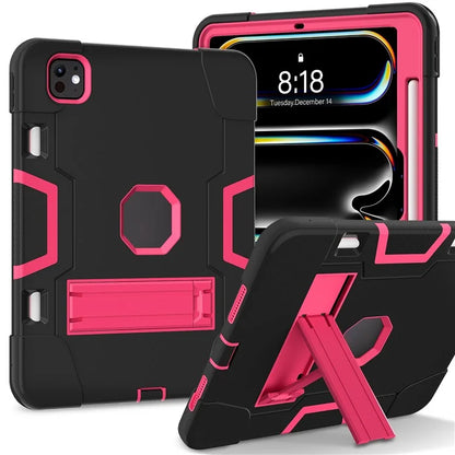 For iPad Pro 11 (2024) Case Robot Style Silicone + PC Tablet Cover with Kickstand