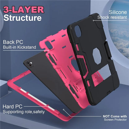 For iPad Pro 11 (2024) Case Robot Style Silicone + PC Tablet Cover with Kickstand