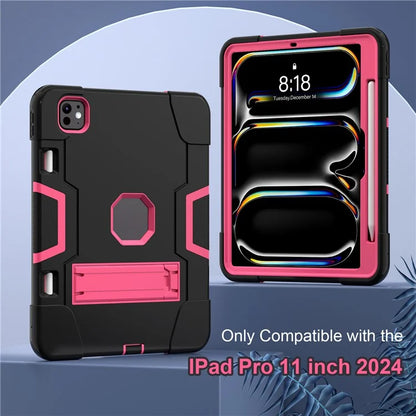 For iPad Pro 11 (2024) Case Robot Style Silicone + PC Tablet Cover with Kickstand