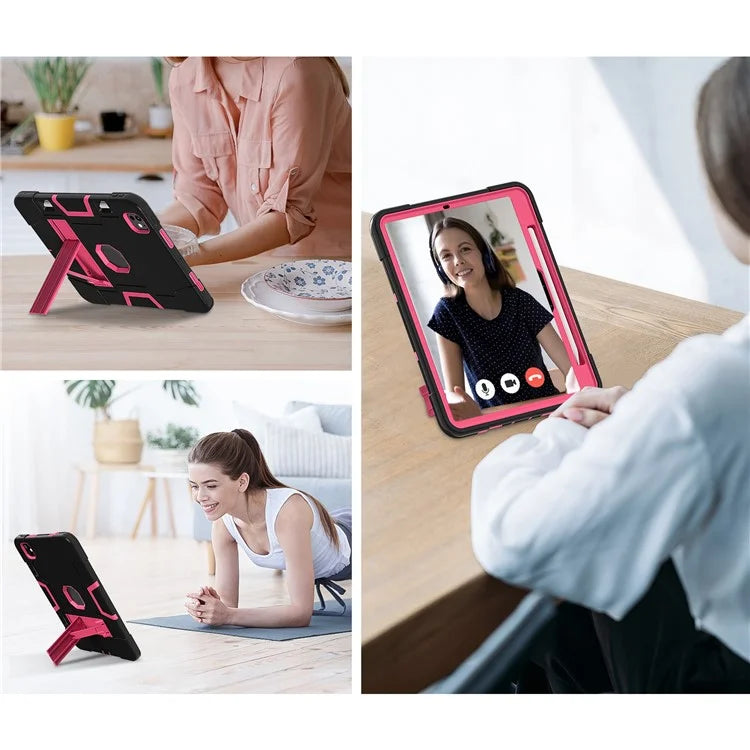 For iPad Pro 11 (2024) Case Robot Style Silicone + PC Tablet Cover with Kickstand