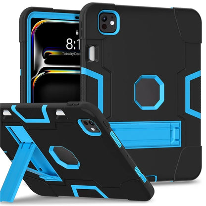 For iPad Pro 11 (2024) Case Robot Style Silicone + PC Tablet Cover with Kickstand