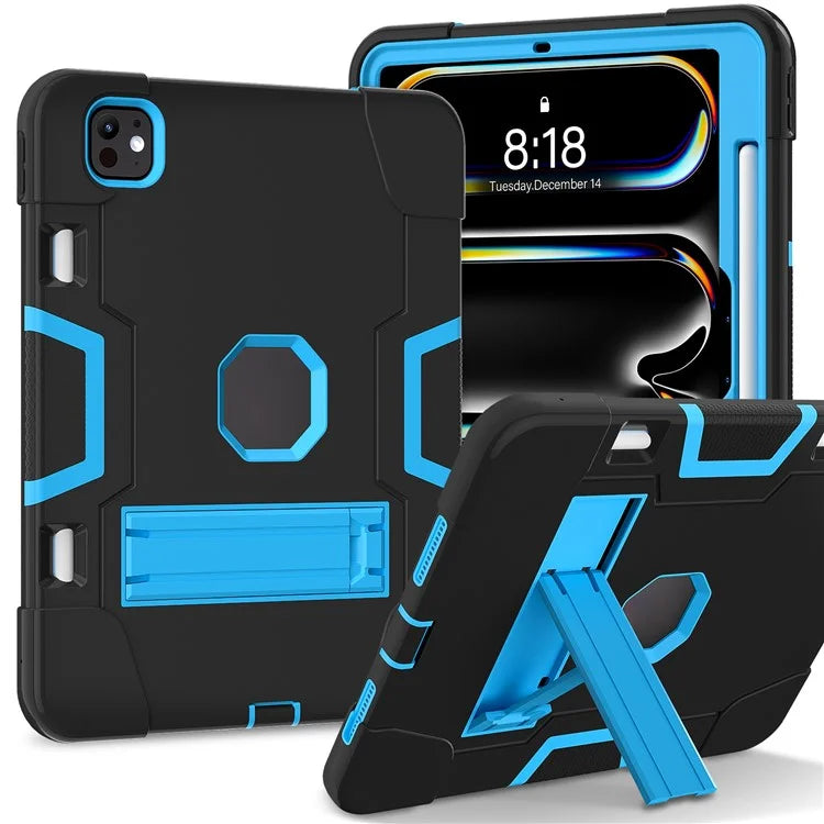 For iPad Pro 11 (2024) Case Robot Style Silicone + PC Tablet Cover with Kickstand