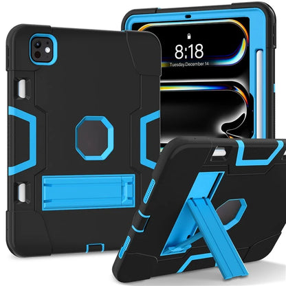For iPad Pro 11 (2024) Case Robot Style Silicone + PC Tablet Cover with Kickstand