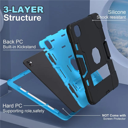 For iPad Pro 11 (2024) Case Robot Style Silicone + PC Tablet Cover with Kickstand