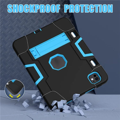 For iPad Pro 11 (2024) Case Robot Style Silicone + PC Tablet Cover with Kickstand