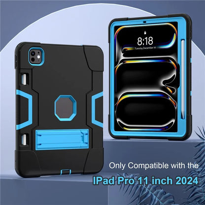 For iPad Pro 11 (2024) Case Robot Style Silicone + PC Tablet Cover with Kickstand