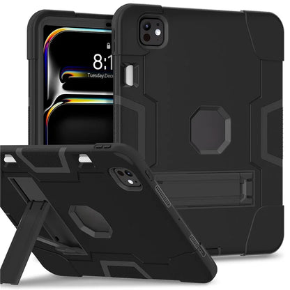 For iPad Pro 11 (2024) Case Robot Style Silicone + PC Tablet Cover with Kickstand