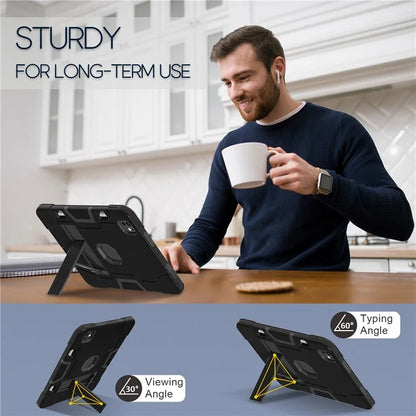 For iPad Pro 11 (2024) Case Robot Style Silicone + PC Tablet Cover with Kickstand