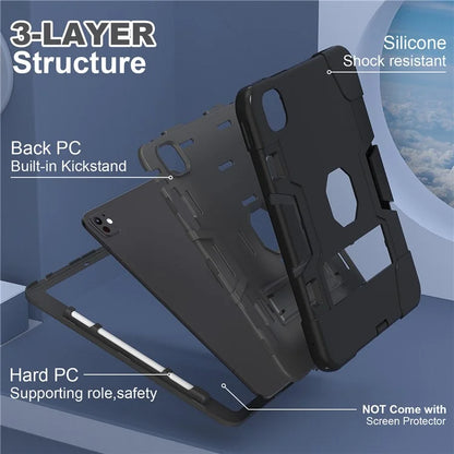 For iPad Pro 11 (2024) Case Robot Style Silicone + PC Tablet Cover with Kickstand