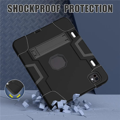For iPad Pro 11 (2024) Case Robot Style Silicone + PC Tablet Cover with Kickstand