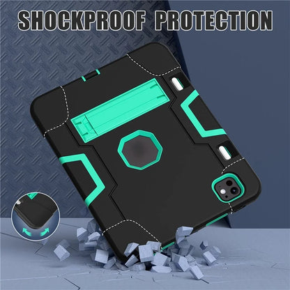 For iPad Pro 11 (2024) Case Robot Style Silicone + PC Tablet Cover with Kickstand