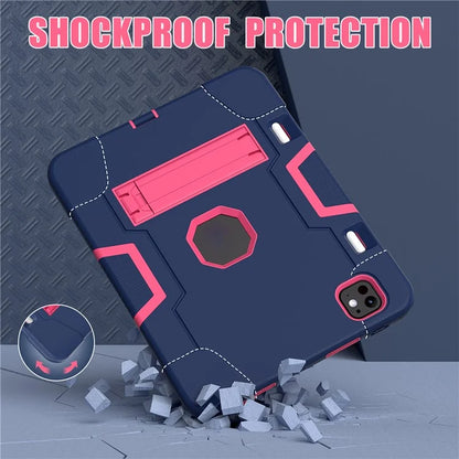 For iPad Pro 11 (2024) Case Robot Style Silicone + PC Tablet Cover with Kickstand