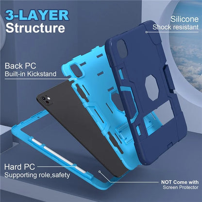 For iPad Pro 11 (2024) Case Robot Style Silicone + PC Tablet Cover with Kickstand