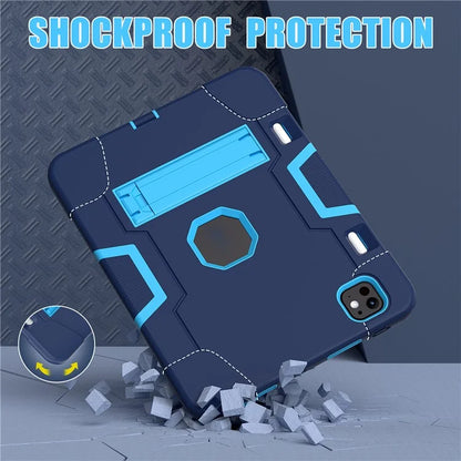 For iPad Pro 11 (2024) Case Robot Style Silicone + PC Tablet Cover with Kickstand