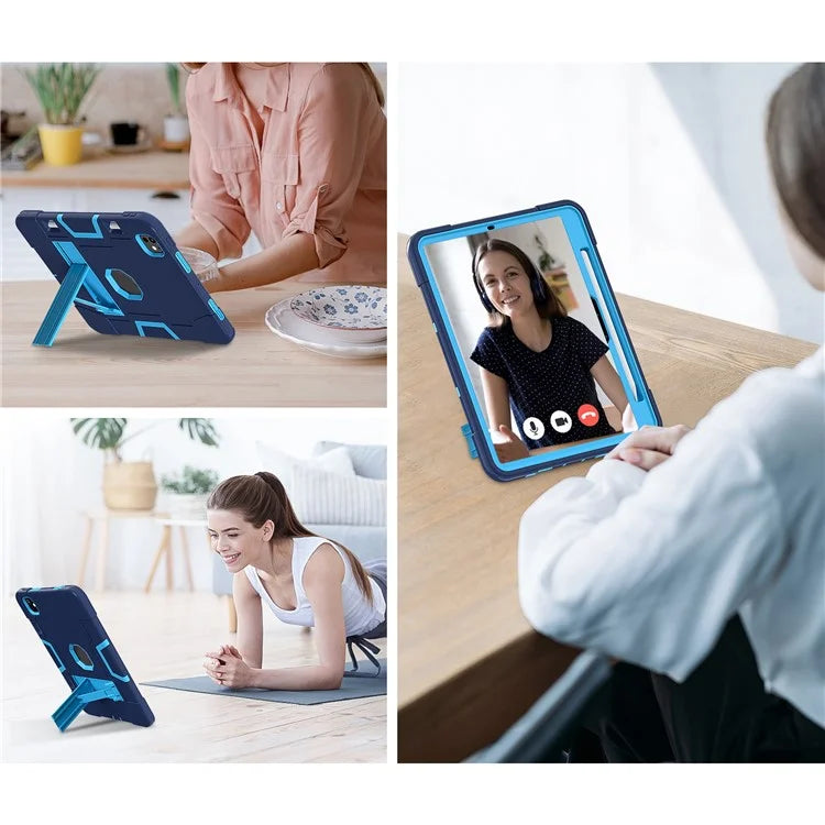 For iPad Pro 11 (2024) Case Robot Style Silicone + PC Tablet Cover with Kickstand