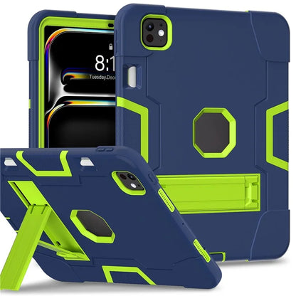 For iPad Pro 11 (2024) Case Robot Style Silicone + PC Tablet Cover with Kickstand