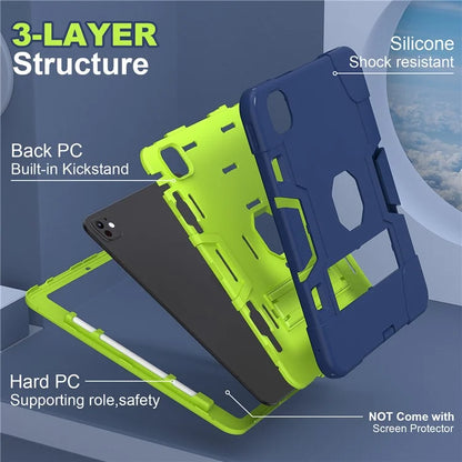For iPad Pro 11 (2024) Case Robot Style Silicone + PC Tablet Cover with Kickstand