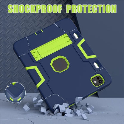 For iPad Pro 11 (2024) Case Robot Style Silicone + PC Tablet Cover with Kickstand
