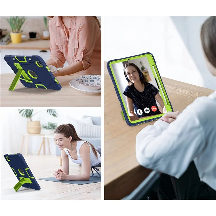 For iPad Pro 11 (2024) Case Robot Style Silicone + PC Tablet Cover with Kickstand