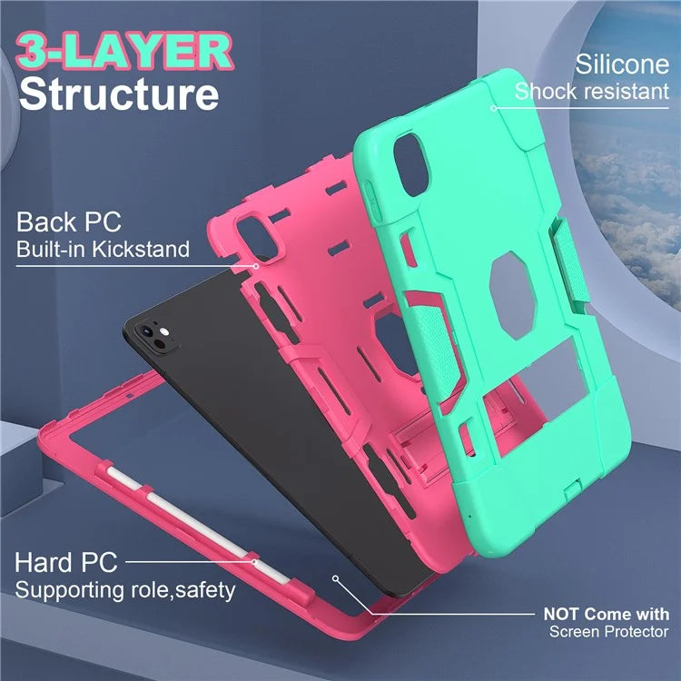 For iPad Pro 11 (2024) Case Robot Style Silicone + PC Tablet Cover with Kickstand
