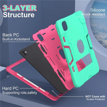 For iPad Pro 11 (2024) Case Robot Style Silicone + PC Tablet Cover with Kickstand