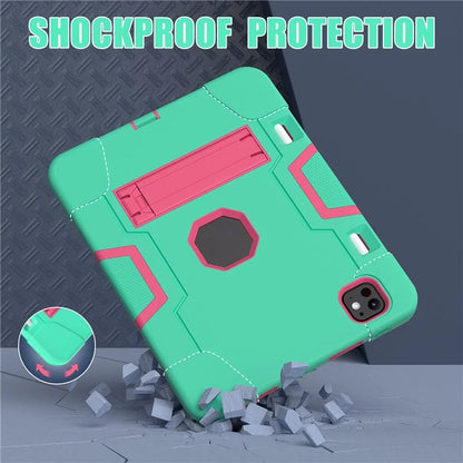 For iPad Pro 11 (2024) Case Robot Style Silicone + PC Tablet Cover with Kickstand