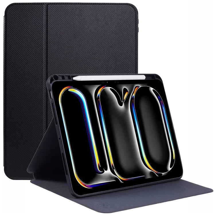 X-LEVEL For iPad Air 13 (2024) Case Carbon Fiber Texture Leather Tablet Cover with Stand Pen Holder