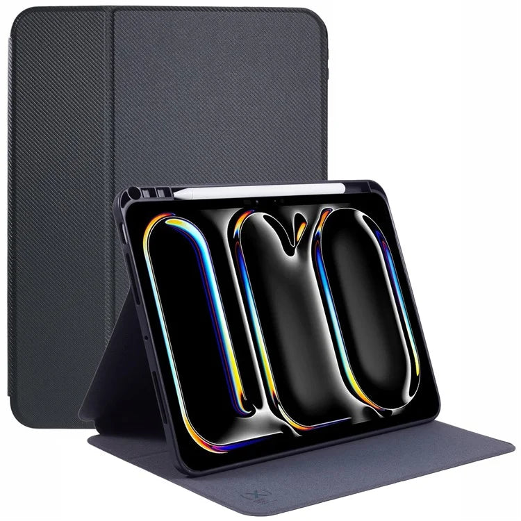 X-LEVEL For iPad Air 13 (2024) Case Carbon Fiber Texture Leather Tablet Cover with Stand Pen Holder