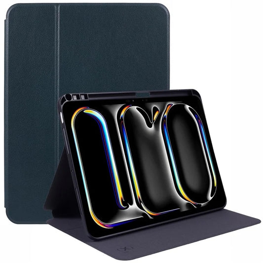 X-LEVEL For iPad Pro 11 (2024) Case PU Leather Auto Wake / Sleep Cover with Pencil Holder Litchi Texture