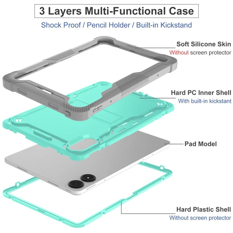 For Xiaomi Poco Pad / Redmi Pad Pro / Pad Pro 5G Case Silicone+PC Tablet Protective Cover with Kickstand