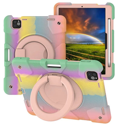 For iPad Pro 11 (2024) Case PC+Silicone Protective Tablet Cover with Shoulder Strap