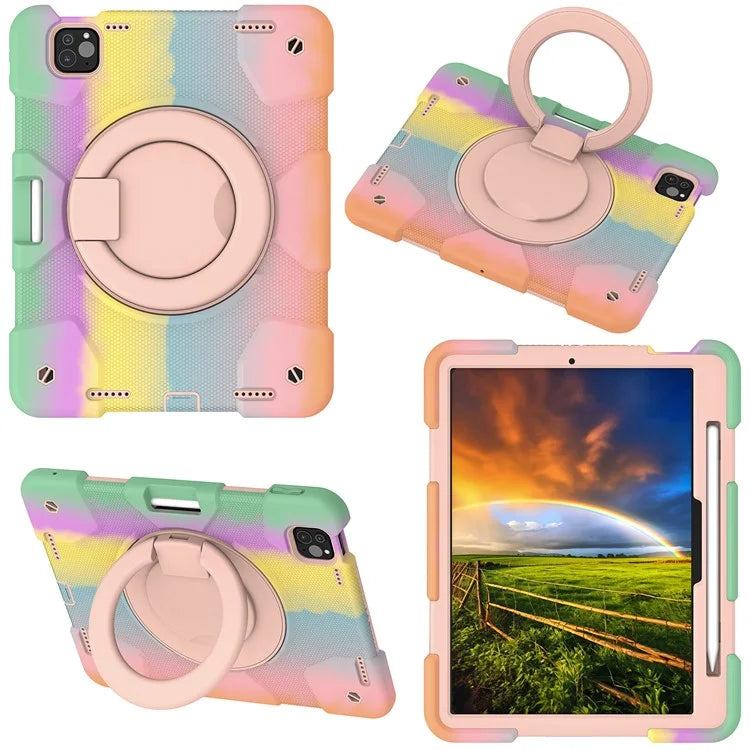 For iPad Pro 11 (2024) Case PC+Silicone Protective Tablet Cover with Shoulder Strap