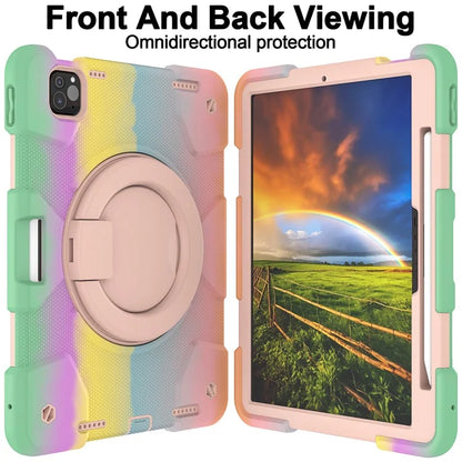 For iPad Pro 11 (2024) Case PC+Silicone Protective Tablet Cover with Shoulder Strap