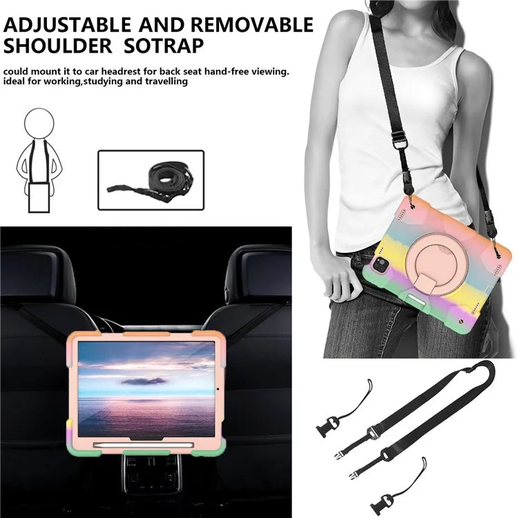For iPad Pro 11 (2024) Case PC+Silicone Protective Tablet Cover with Shoulder Strap